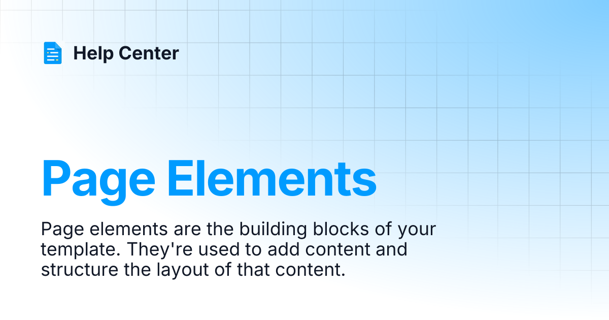 Page Elements | Help Center