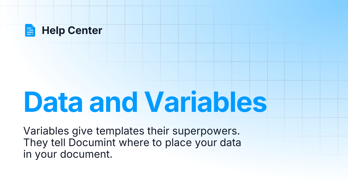 Data and Variables | Help Center