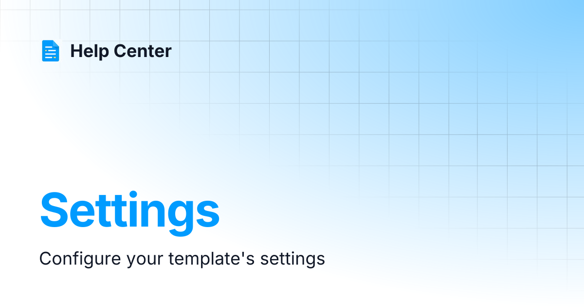 Settings | Help Center