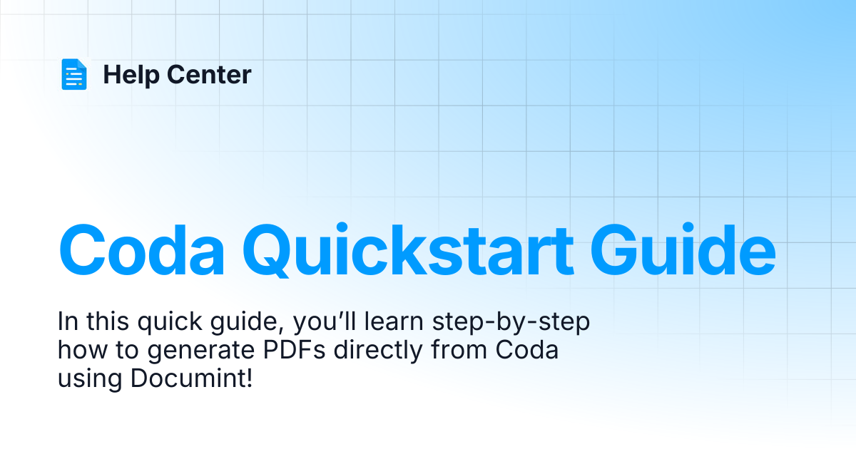 Coda Quickstart Guide | Help Center