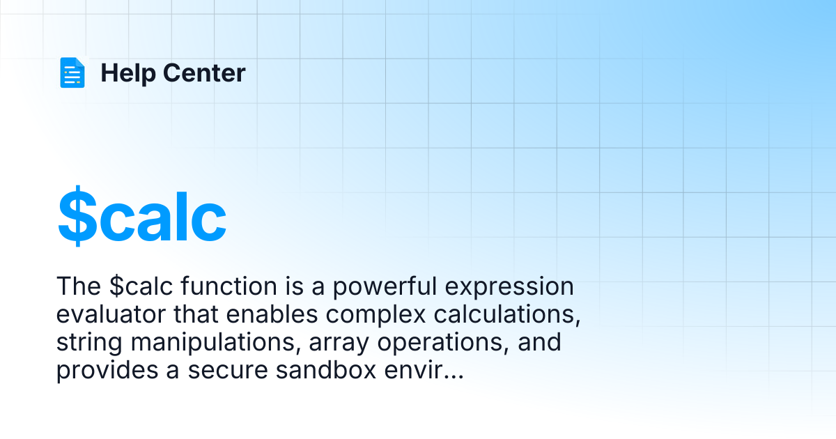 $calc | Help Center